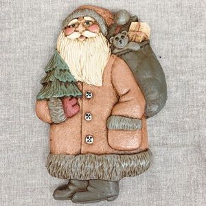 Vintage Handmade Santa St Nick Wall Decor